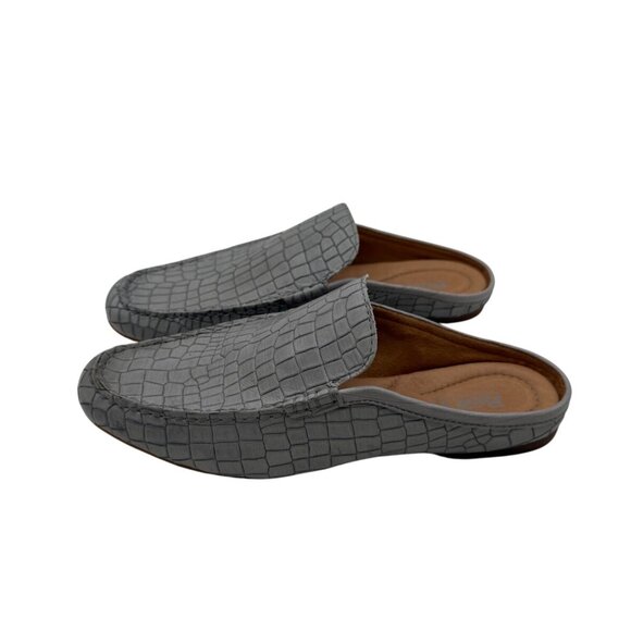 Born Size 7M Leather Womens Gray Croc-Embossed Slip-On Loafers - Picture 5 of 14